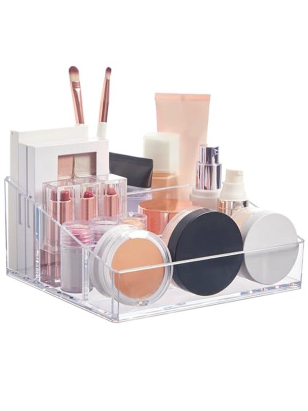 Clear Plastic Small Countertop Vanity Makeup Organizer